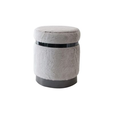 Donny Fur Pouf - White - 35x35x42 cm - With 2-Year Warranty