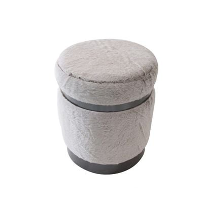 Donny Fur Pouf - White - 35x35x42 cm - With 2-Year Warranty