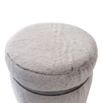 Donny Fur Pouf - White - 35x35x42 cm - With 2-Year Warranty