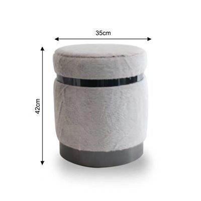 Donny Fur Pouf - White - 35x35x42 cm - With 2-Year Warranty