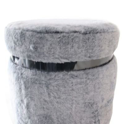 Donny Fur Pouf - Grey - 35x35x42 cm - With 2-Year Warranty