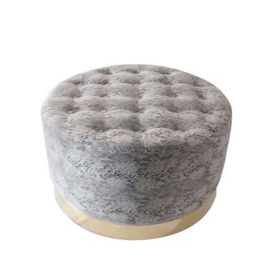 Laxa Snake Button Pouf - Snake Print/Golden - With 2-Year Warranty 