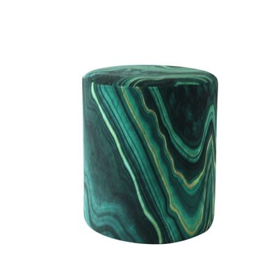 Maecy Velvet Pouf - Green Marble - With 2-Year Warranty