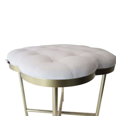 Elvira Flower Button Stool - White/Gold - 45x45x45 cm - With 2-Year Warranty