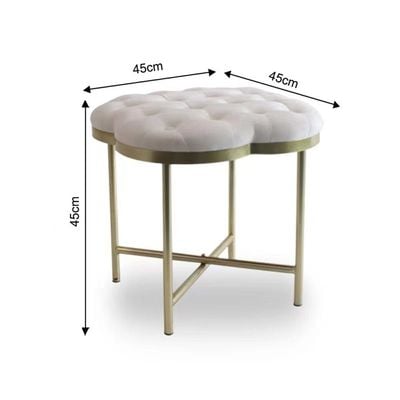 Elvira Flower Button Stool - White/Gold - 45x45x45 cm - With 2-Year Warranty