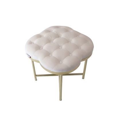 Elvira Flower Button Stool - White/Gold - 45x45x45 cm - With 2-Year Warranty