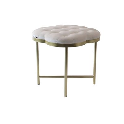 Elvira Flower Button Stool - White/Gold - 45x45x45 cm - With 2-Year Warranty