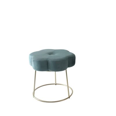 Amor Velvet Flower Stool - Green/Golden - 46x46x42 cm - With 2-Year Warranty