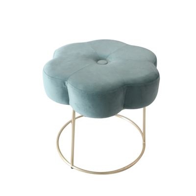 Amor Velvet Flower Stool - Green/Golden - 46x46x42 cm - With 2-Year Warranty