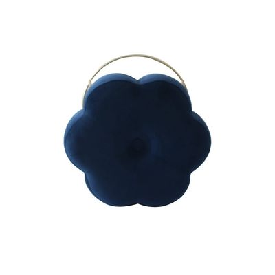 Amor Velvet Flower Stool - Royal Blue/Golden - 46x46x42 cm - With 2-Year Warranty