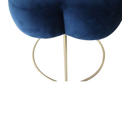 Amor Velvet Flower Stool - Royal Blue/Golden - 46x46x42 cm - With 2-Year Warranty