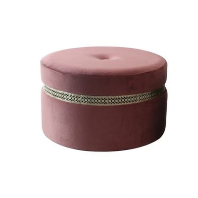 Ayyan Velvet Fabric Pouf - Rose/Golden - With 2-Year Warranty