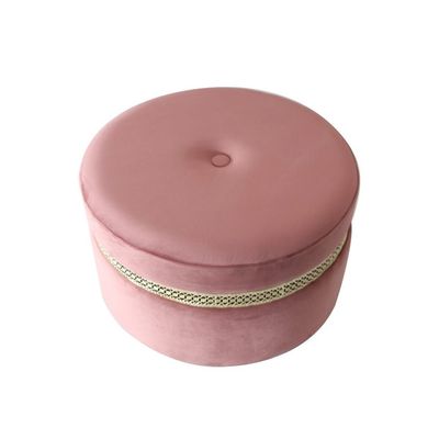 Ayyan Velvet Fabric Pouf - Rose/Golden - With 2-Year Warranty