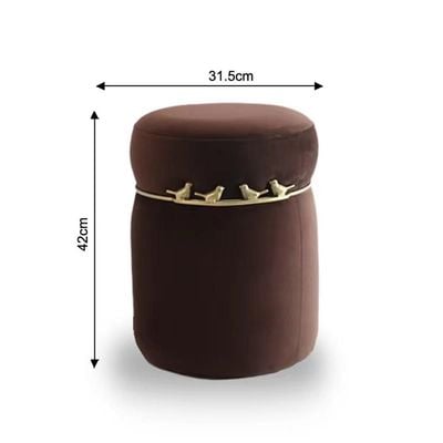 Konn Velvet Fabric Pouf - 31.5x31.5x42 - Taupe/Golden - With 2-Year Warranty