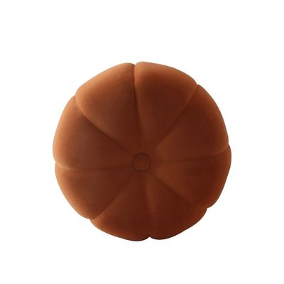 Phupa Velvet Pumpkin Pouf - Orange - With 2-Year Warranty