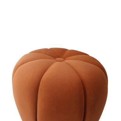 Phupa Velvet Pumpkin Pouf - Orange - With 2-Year Warranty