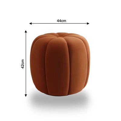 Phupa Velvet Pumpkin Pouf - Orange - With 2-Year Warranty