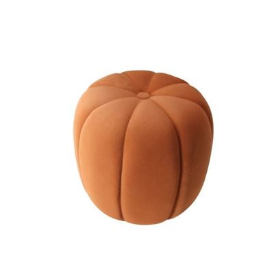 Phupa Velvet Pumpkin Pouf - Orange - With 2-Year Warranty
