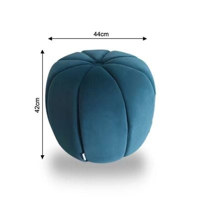 Phupa Velvet Pumpkin Pouf - 44x44x42 cm - Royal Blue - With 2-Year Warranty