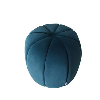 Phupa Velvet Pumpkin Pouf - 44x44x42 cm - Royal Blue - With 2-Year Warranty