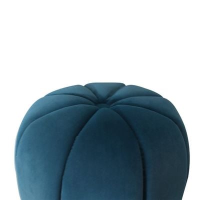 Phupa Velvet Pumpkin Pouf - 44x44x42 cm - Royal Blue - With 2-Year Warranty