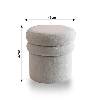 Thawin Fabric Pouf - White - With 2-Year Warranty