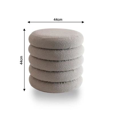 Tess 5-Layer Round Fabric Pouf - Grey - 44x44x44 cm - With 2-Year Warranty