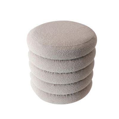 Tess 5-Layer Round Fabric Pouf - Grey - 44x44x44 cm - With 2-Year Warranty