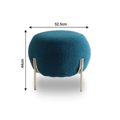 Gyo Cashmere Ball Pouf - Blue/Golden - With 2-Year Warranty