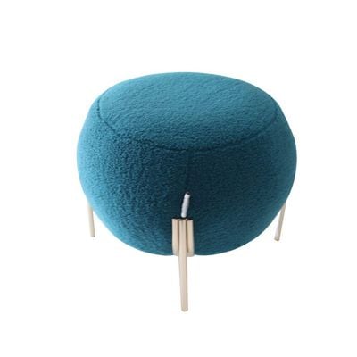 Gyo Cashmere Ball Pouf - Blue/Golden - With 2-Year Warranty