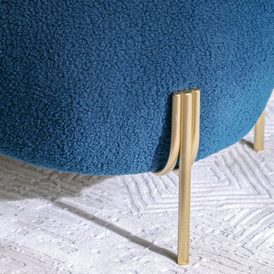 Gyo Cashmere Ball Pouf - Blue/Golden - With 2-Year Warranty