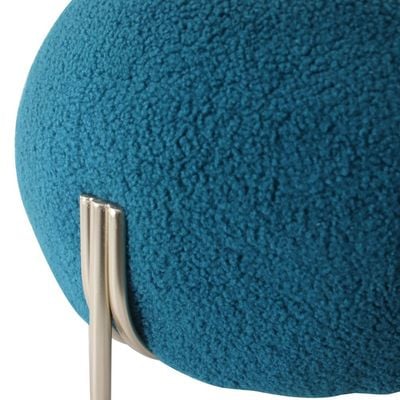 Gyo Cashmere Ball Pouf - Blue/Golden - With 2-Year Warranty