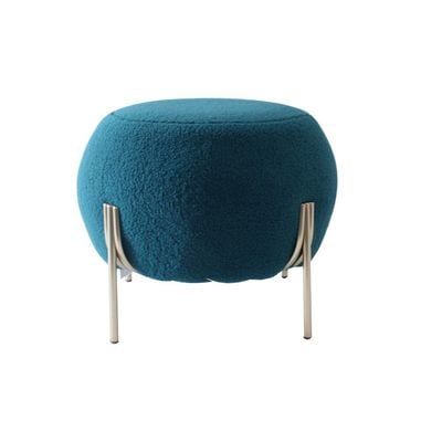 Gyo Cashmere Ball Pouf - Blue/Golden - With 2-Year Warranty