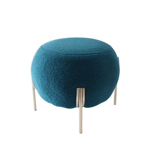 Gyo Cashmere Ball Pouf - Blue/Golden - With 2-Year Warranty