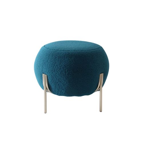 Gyo Cashmere Ball Pouf - Blue/Golden - With 2-Year Warranty