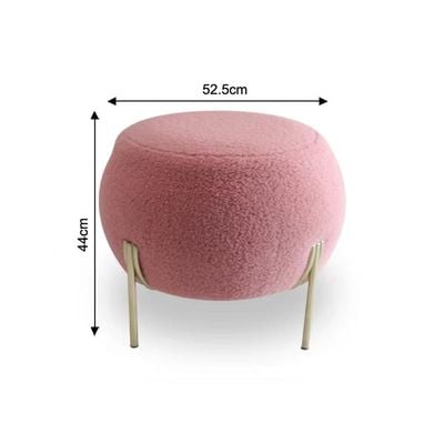 Gyo Cashmere Ball Pouf - Pink/Golden - With 2-Year Warranty