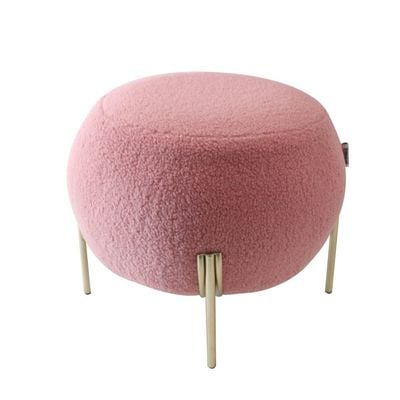 Gyo Cashmere Ball Pouf - Pink/Golden - With 2-Year Warranty