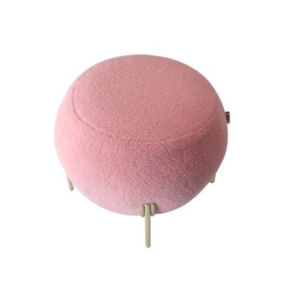 Gyo Cashmere Ball Pouf - Pink/Golden - With 2-Year Warranty