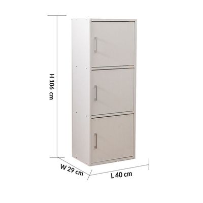 Carlotta 3-Door Storage Cabinet - White - With 2-Year Warranty