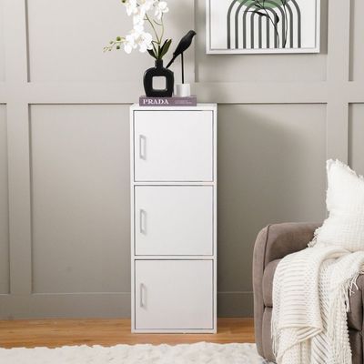 Carlotta 3-Door Storage Cabinet - White - With 2-Year Warranty