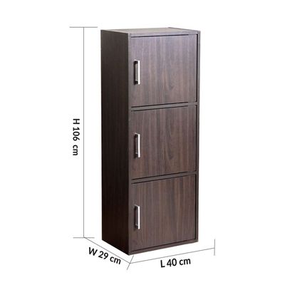 Carlotta 3-Door Storage Cabinet - Walnut - With 2-Year Warranty