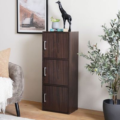 Carlotta 3-Door Storage Cabinet - Walnut - With 2-Year Warranty