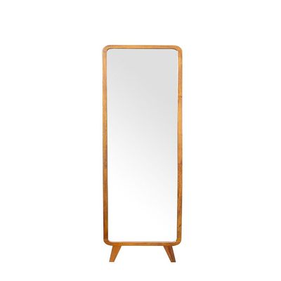 Masaya Solid Wood Floor Mirror with Coat Hanger - Walnut - With 2-Year Warranty