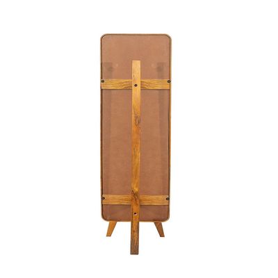 Masaya Solid Wood Floor Mirror with Coat Hanger - Walnut - With 2-Year Warranty