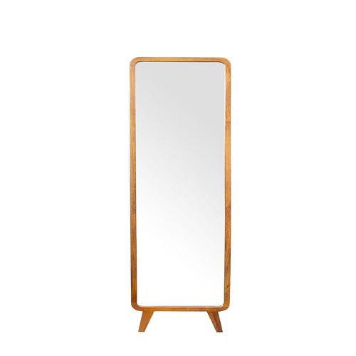 Masaya Solidwood Floor Mirror With Coat Hanger - Walnut