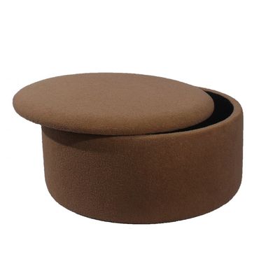 Edlyn Boucle Fabric Storage Ottoman - Light Brown - With 2-Year Warranty