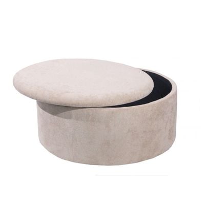 Edlyn Fabric Storage Ottoman - Beige - With 2-Year Warranty