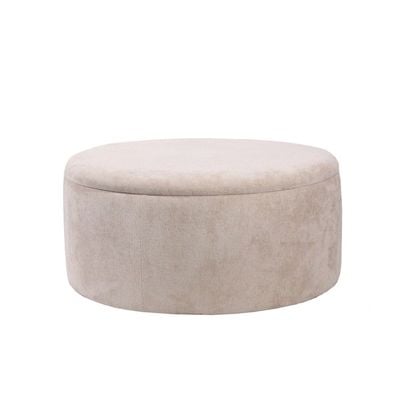 Edlyn Fabric Storage Ottoman - Beige - With 2-Year Warranty