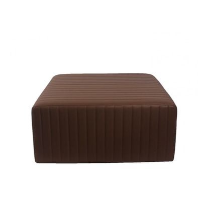 Edia Leathaire Square Ottoman - Brown - With 2-Year Warranty