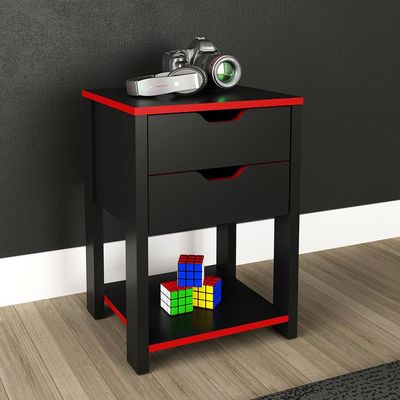 Atlaz Storage Cabinet with 2 Drawers - Red/Black - With 2-Year Warranty